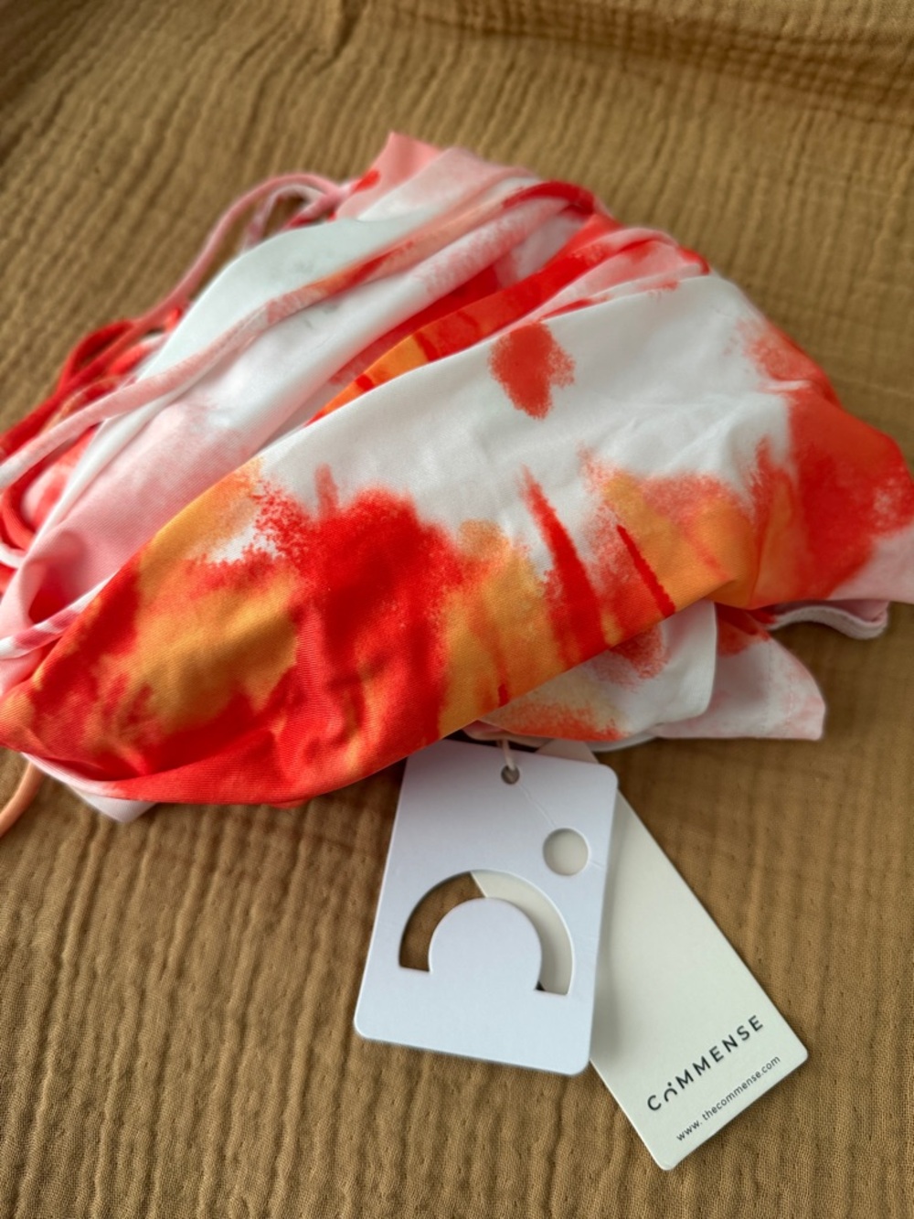 Commense Orange and White Tie-Dye Cowl Neck Maxi Dress - Picture 3 of 3